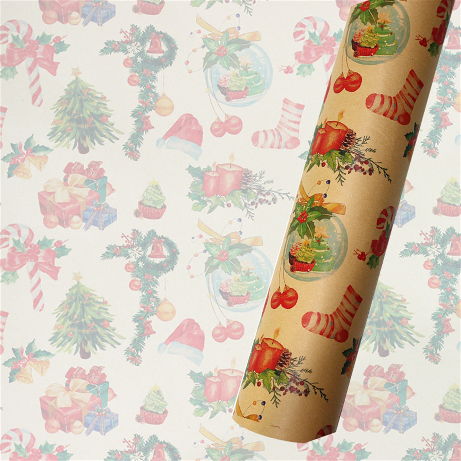 solacol Brown Paper Wrapping Paper Roll Christmas Printing Kraft Paper Roll  Crafts Art Gift Packaging Decorative Paper Christmas Wrapping Paper Rolls  Christmas Gift Wrapping Paper 